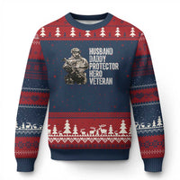 Husband Daddy Protector Hero Veteran Ugly Christmas Sweater Patriotic American Flag Camo Father's Day