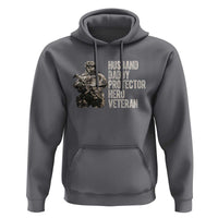 Husband Daddy Protector Hero Veteran Hoodie Patriotic American Flag Camo Father's Day