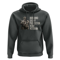 Husband Daddy Protector Hero Veteran Hoodie Patriotic American Flag Camo Father's Day