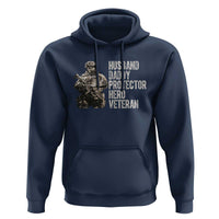 Husband Daddy Protector Hero Veteran Hoodie Patriotic American Flag Camo Father's Day