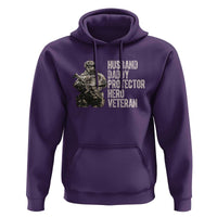 Husband Daddy Protector Hero Veteran Hoodie Patriotic American Flag Camo Father's Day