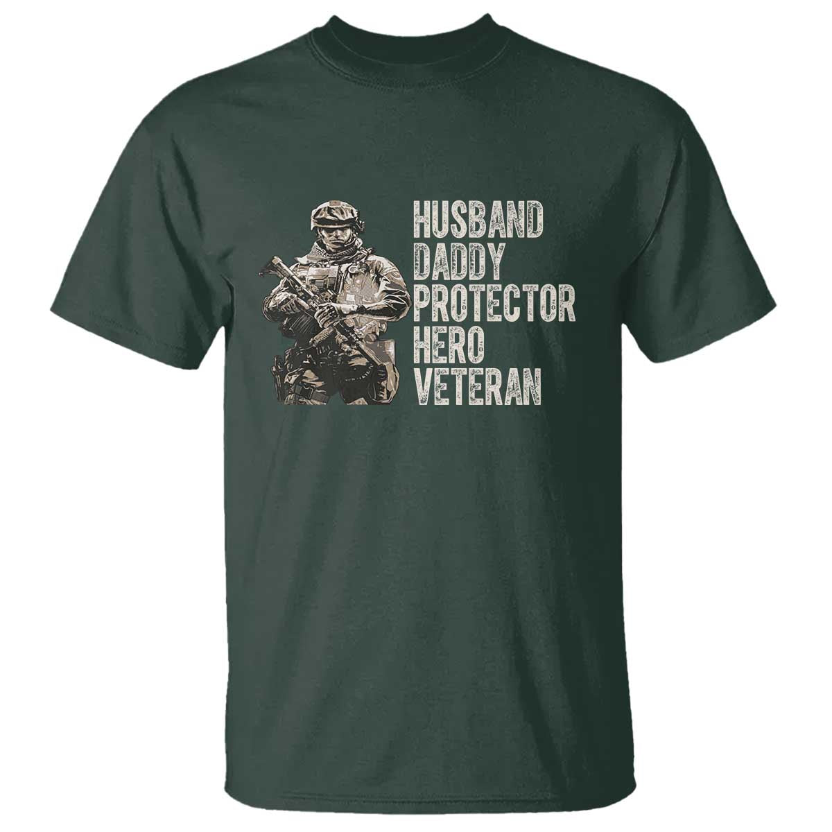 Husband Daddy Protector Hero Veteran T Shirt Patriotic American Flag Camo Father's Day