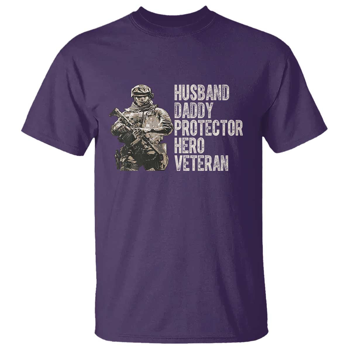 Husband Daddy Protector Hero Veteran T Shirt Patriotic American Flag Camo Father's Day