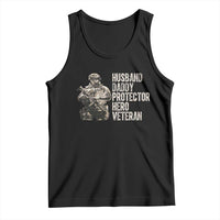 Husband Daddy Protector Hero Veteran Tank Top Patriotic American Flag Camo Father's Day
