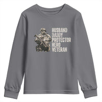 Husband Daddy Protector Hero Veteran Youth Sweatshirt Patriotic American Flag Camo Father's Day