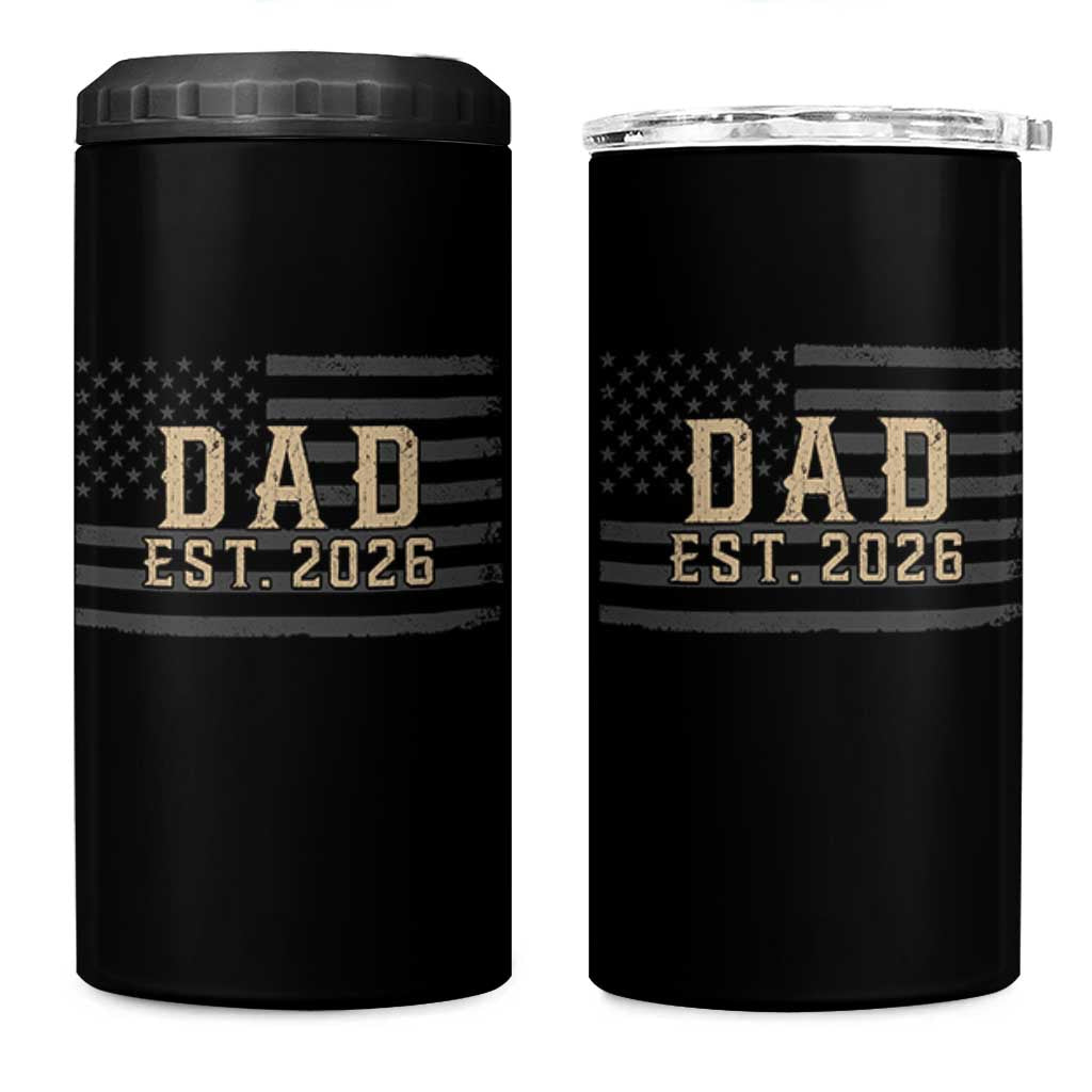 Dad Est 2026 4 in 1 Can Cooler Tumbler Promoted to Daddy New Dad