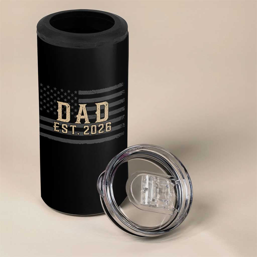 Dad Est 2026 4 in 1 Can Cooler Tumbler Promoted to Daddy New Dad