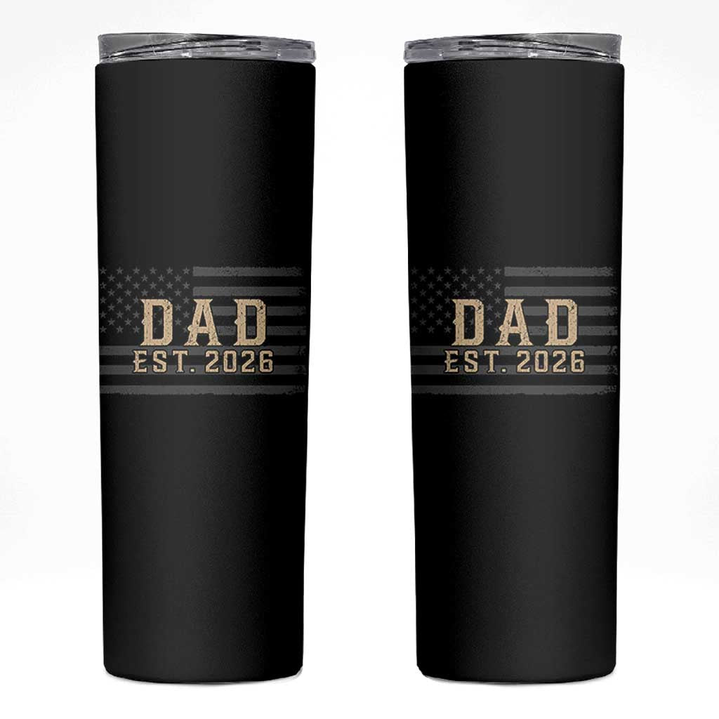 Dad Est 2026 Skinny Tumbler Promoted to Daddy New Dad