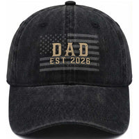 Dad Est 2026 Washed Cotton Baseball Cap Promoted to Daddy New Dad