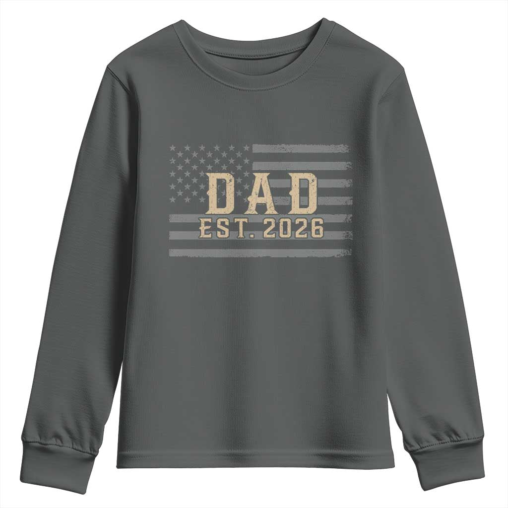 Dad Est 2026 Youth Sweatshirt Promoted to Daddy New Dad