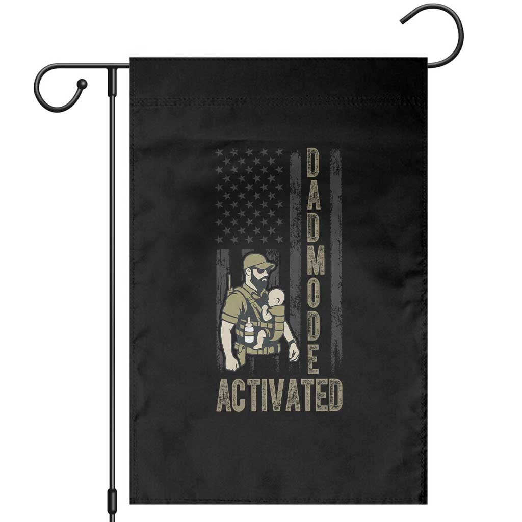 Dad Mode Activated Garden Flag Tactical Baby Carrier Military Father Amerian Flag