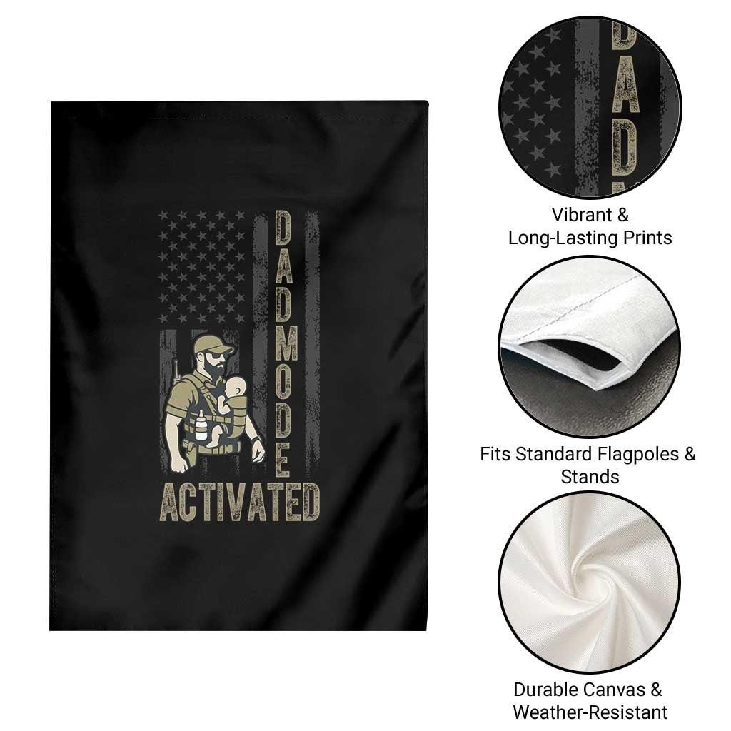 Dad Mode Activated Garden Flag Tactical Baby Carrier Military Father Amerian Flag