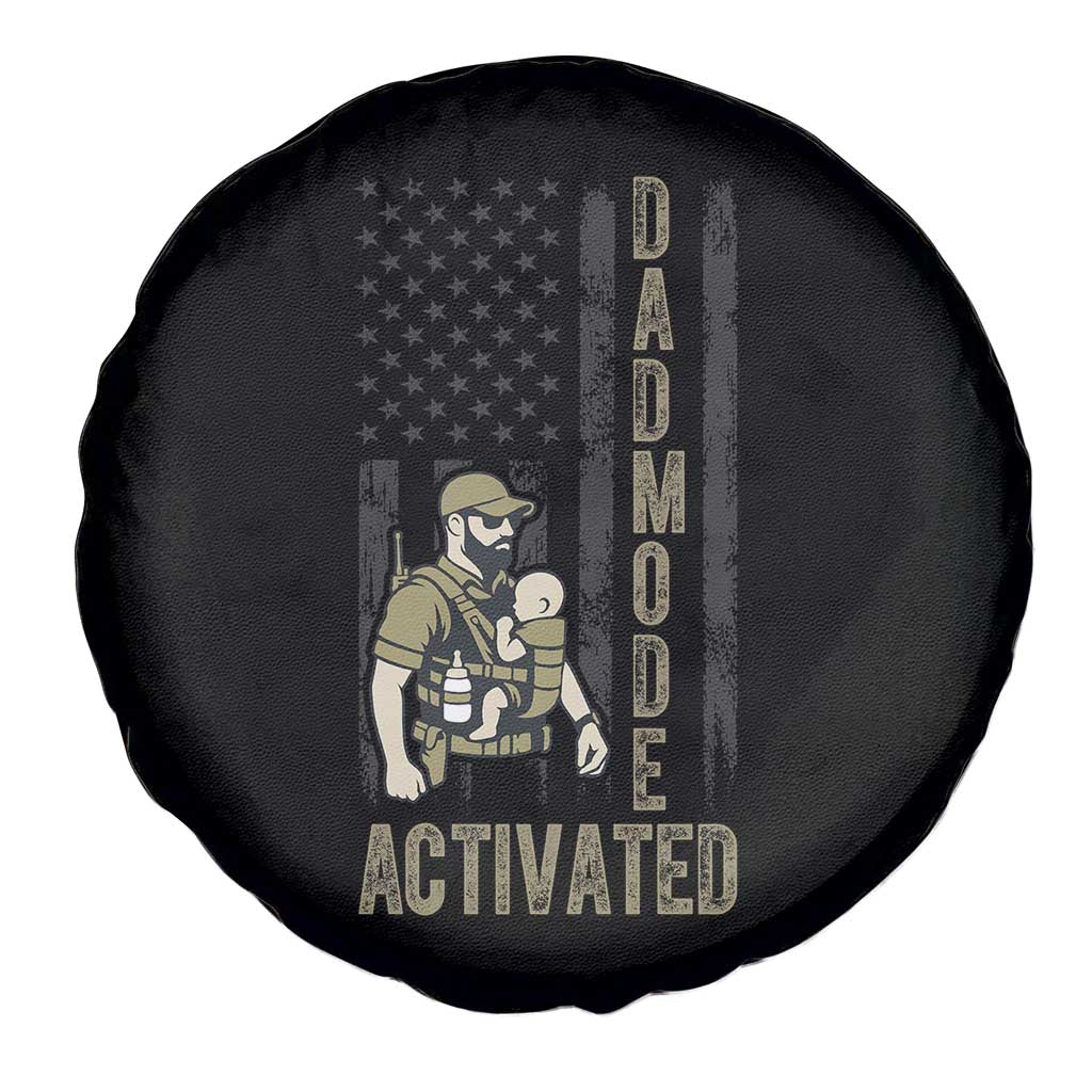 Dad Mode Activated Spare Tire Cover Tactical Baby Carrier Military Father Amerian Flag