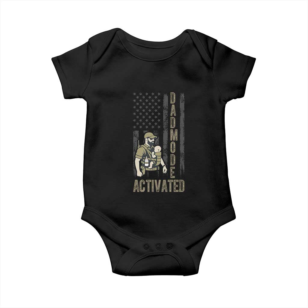 Dad Mode Activated Baby Onesie Tactical Baby Carrier Military Father Amerian Flag