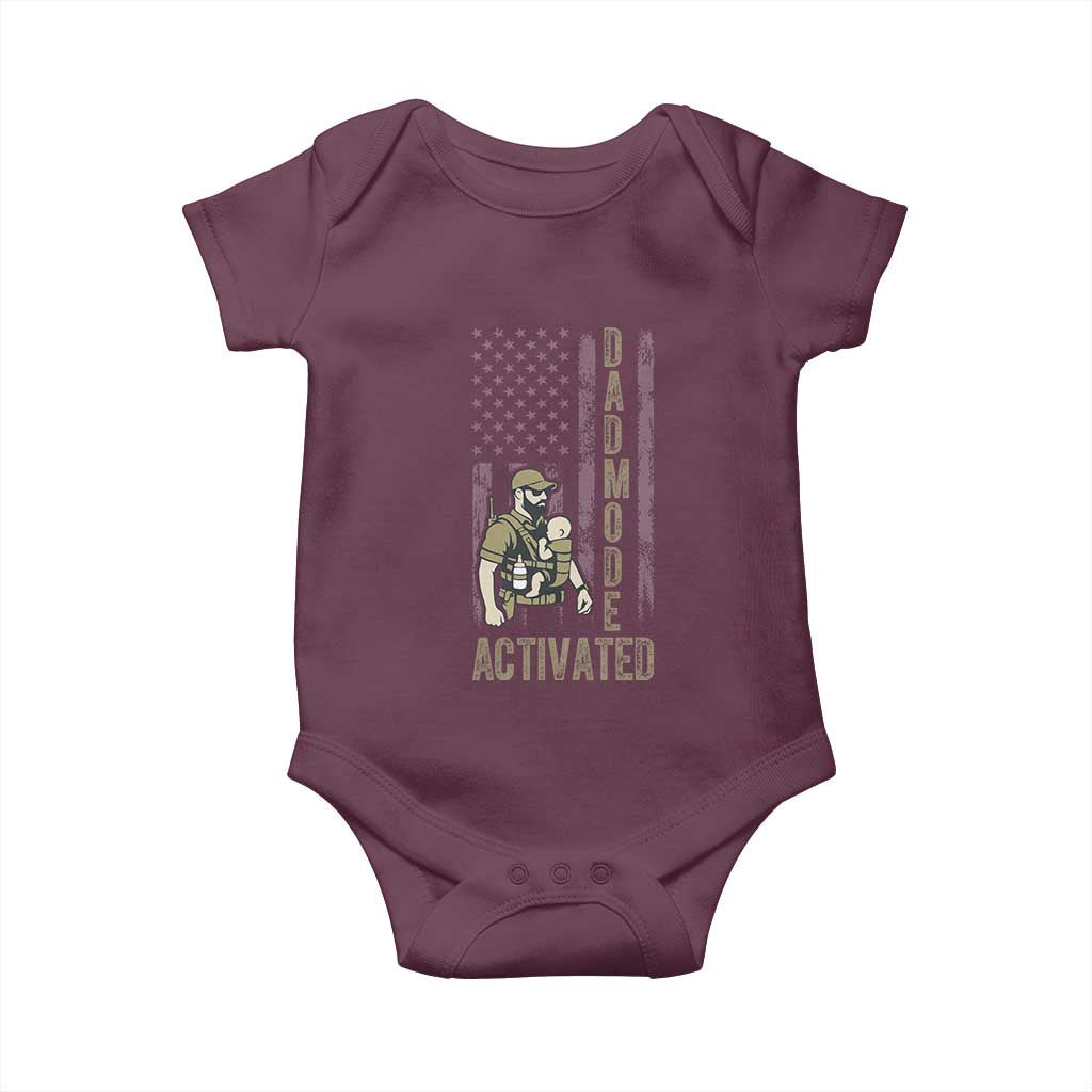Dad Mode Activated Baby Onesie Tactical Baby Carrier Military Father Amerian Flag