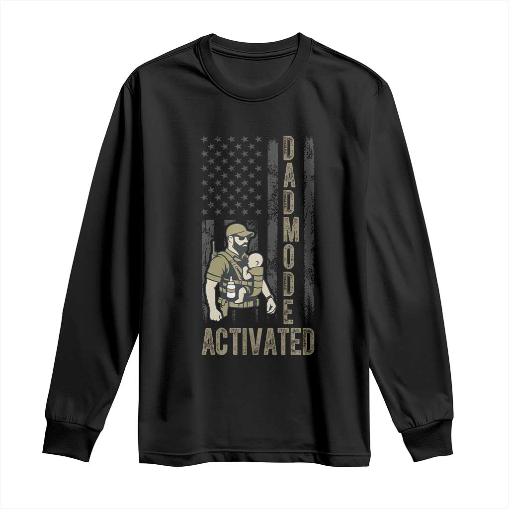 Dad Mode Activated Long Sleeve Shirt Tactical Baby Carrier Military Father Amerian Flag