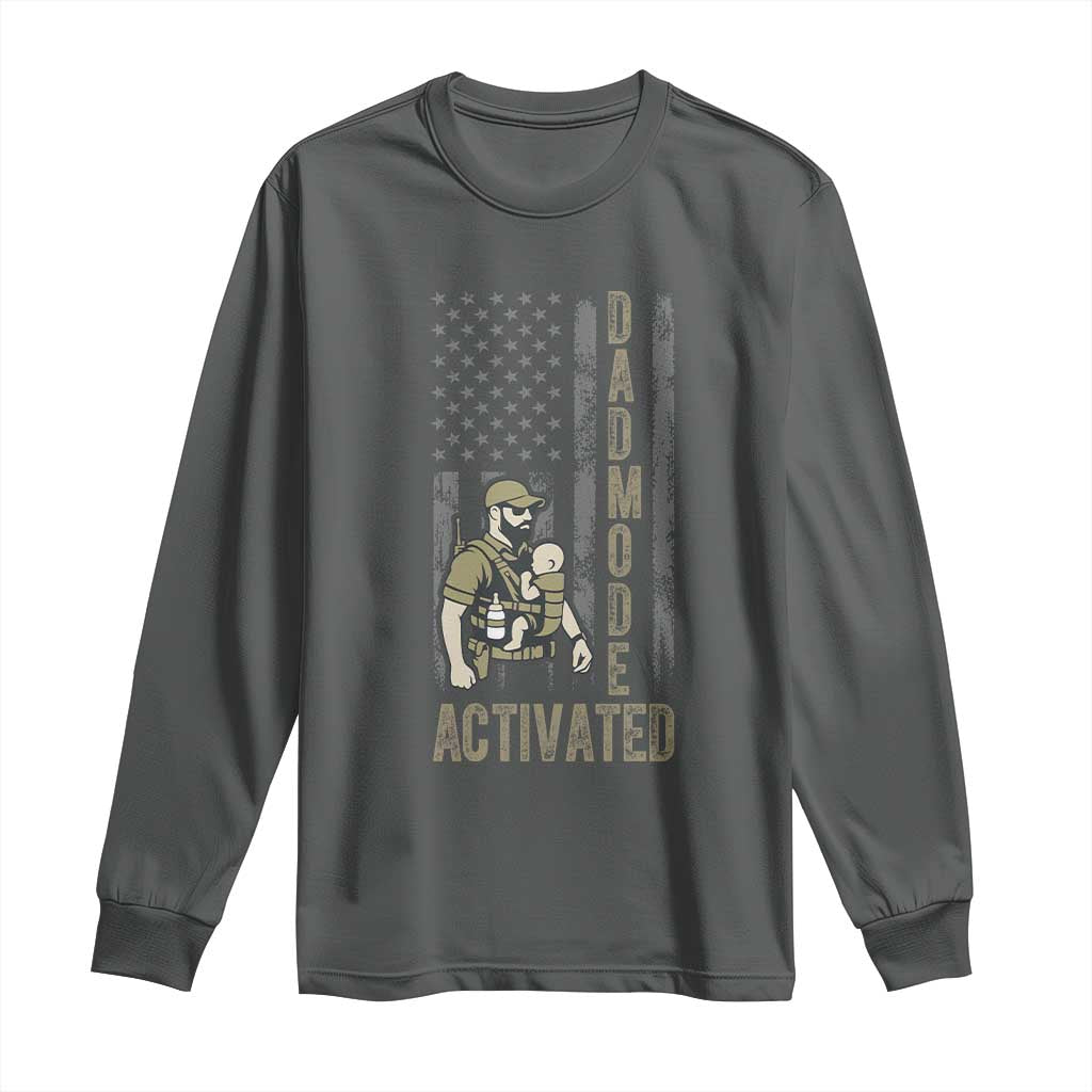 Dad Mode Activated Long Sleeve Shirt Tactical Baby Carrier Military Father Amerian Flag