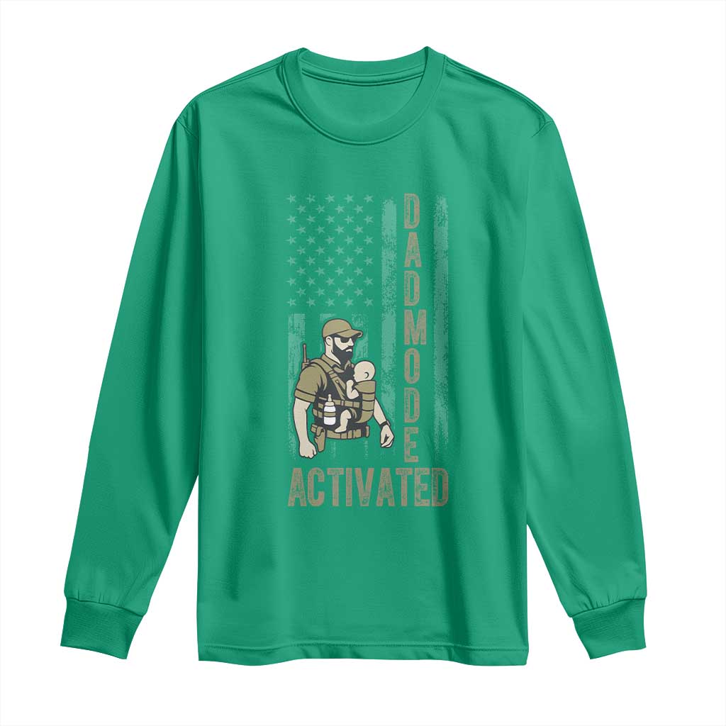 Dad Mode Activated Long Sleeve Shirt Tactical Baby Carrier Military Father Amerian Flag
