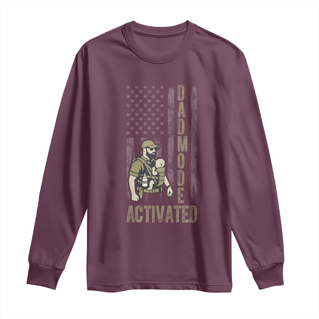 Dad Mode Activated Long Sleeve Shirt Tactical Baby Carrier Military Father Amerian Flag