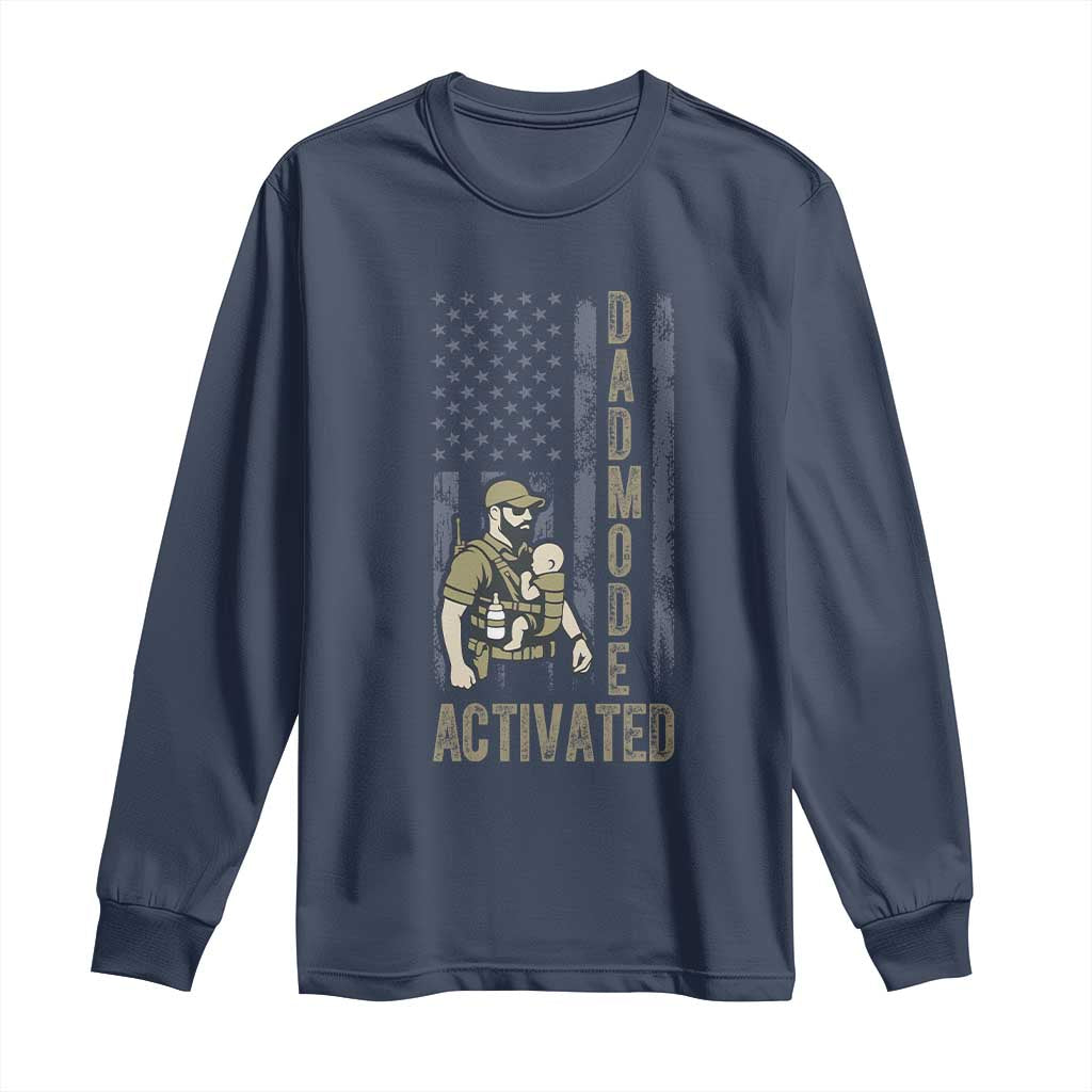 Dad Mode Activated Long Sleeve Shirt Tactical Baby Carrier Military Father Amerian Flag