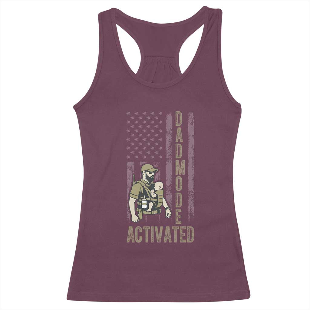 Dad Mode Activated Racerback Tank Top Tactical Baby Carrier Military Father Amerian Flag