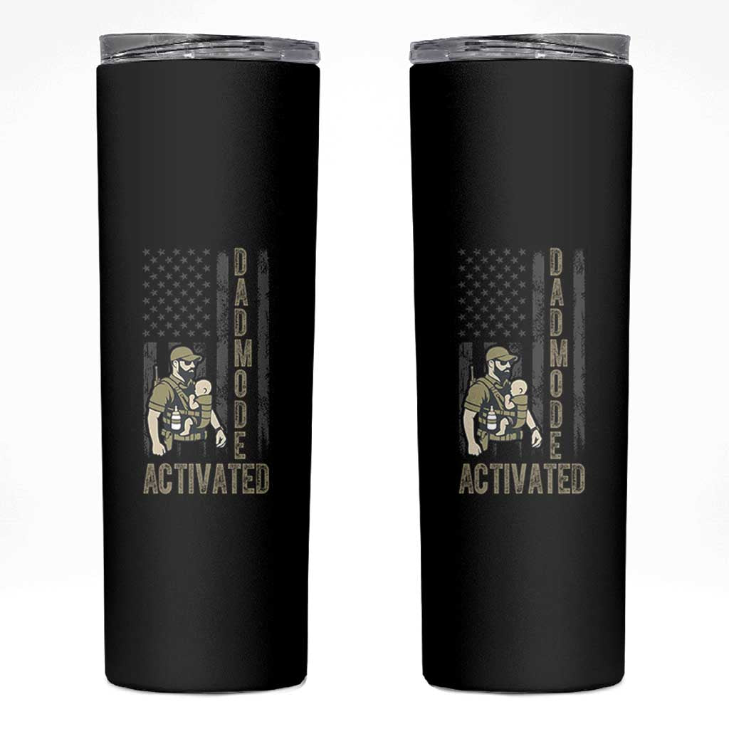 Dad Mode Activated Skinny Tumbler Tactical Baby Carrier Military Father Amerian Flag