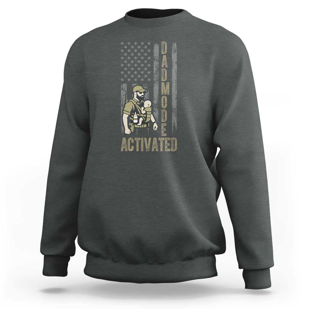 Dad Mode Activated Sweatshirt Tactical Baby Carrier Military Father Amerian Flag