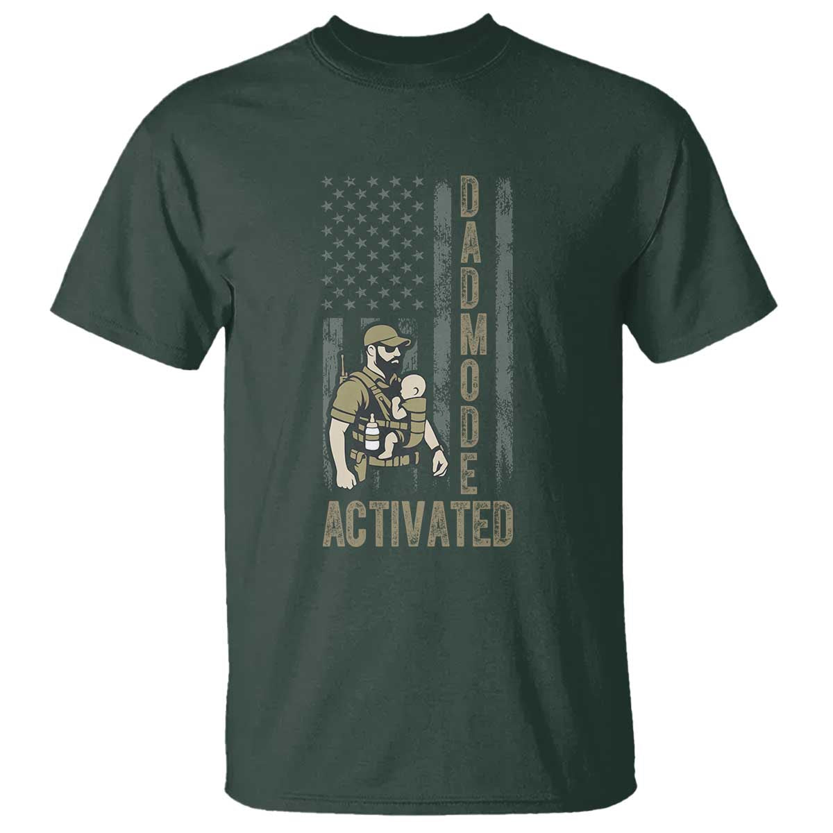 Dad Mode Activated T Shirt Tactical Baby Carrier Military Father Amerian Flag