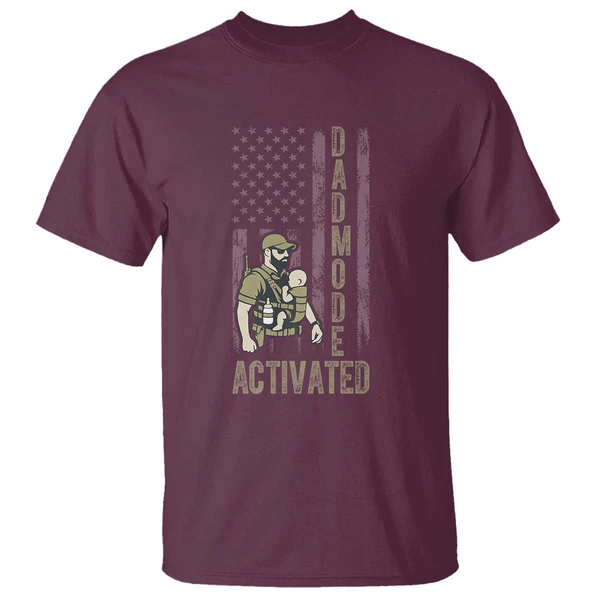 Dad Mode Activated T Shirt Tactical Baby Carrier Military Father Amerian Flag