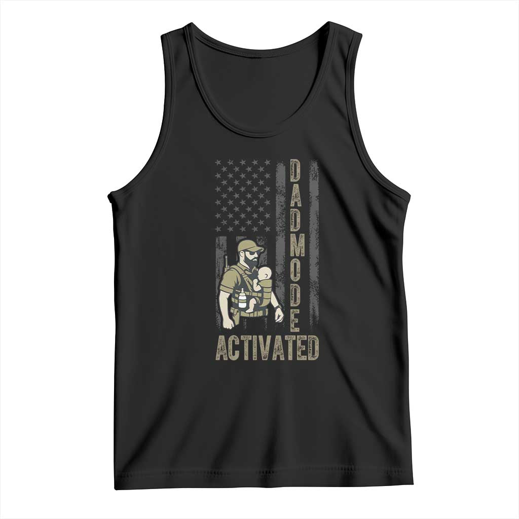 Dad Mode Activated Tank Top Tactical Baby Carrier Military Father Amerian Flag