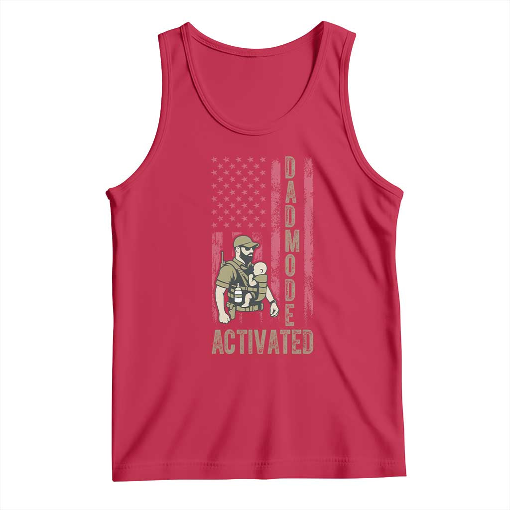 Dad Mode Activated Tank Top Tactical Baby Carrier Military Father Amerian Flag
