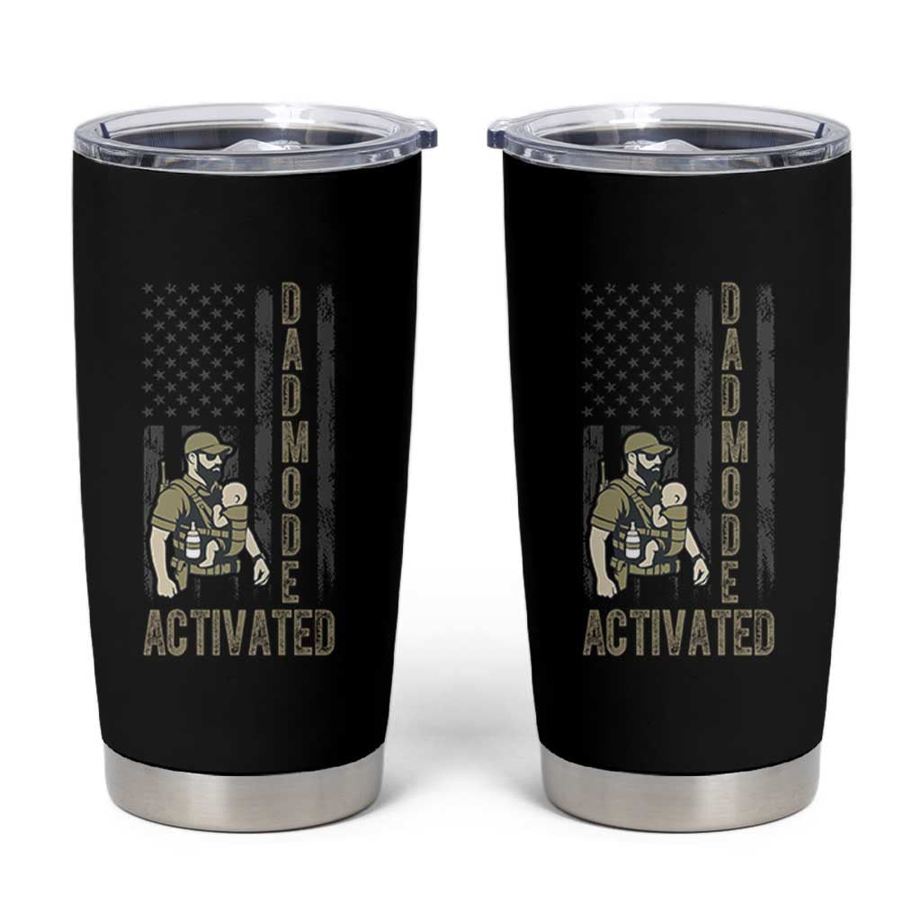 Dad Mode Activated Tumbler Cup Tactical Baby Carrier Military Father Amerian Flag
