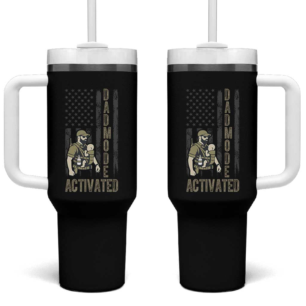 Dad Mode Activated Tumbler With Handle Tactical Baby Carrier Military Father Amerian Flag