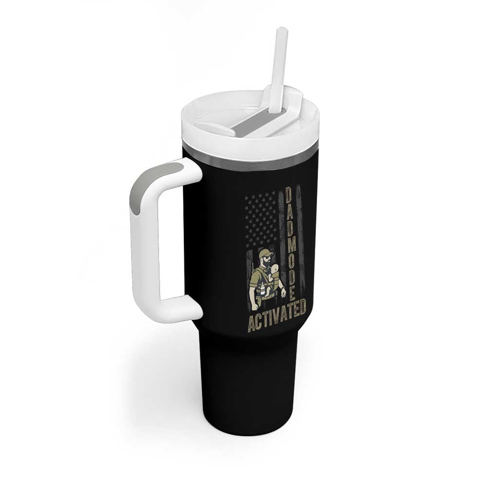 Dad Mode Activated Tumbler With Handle Tactical Baby Carrier Military Father Amerian Flag