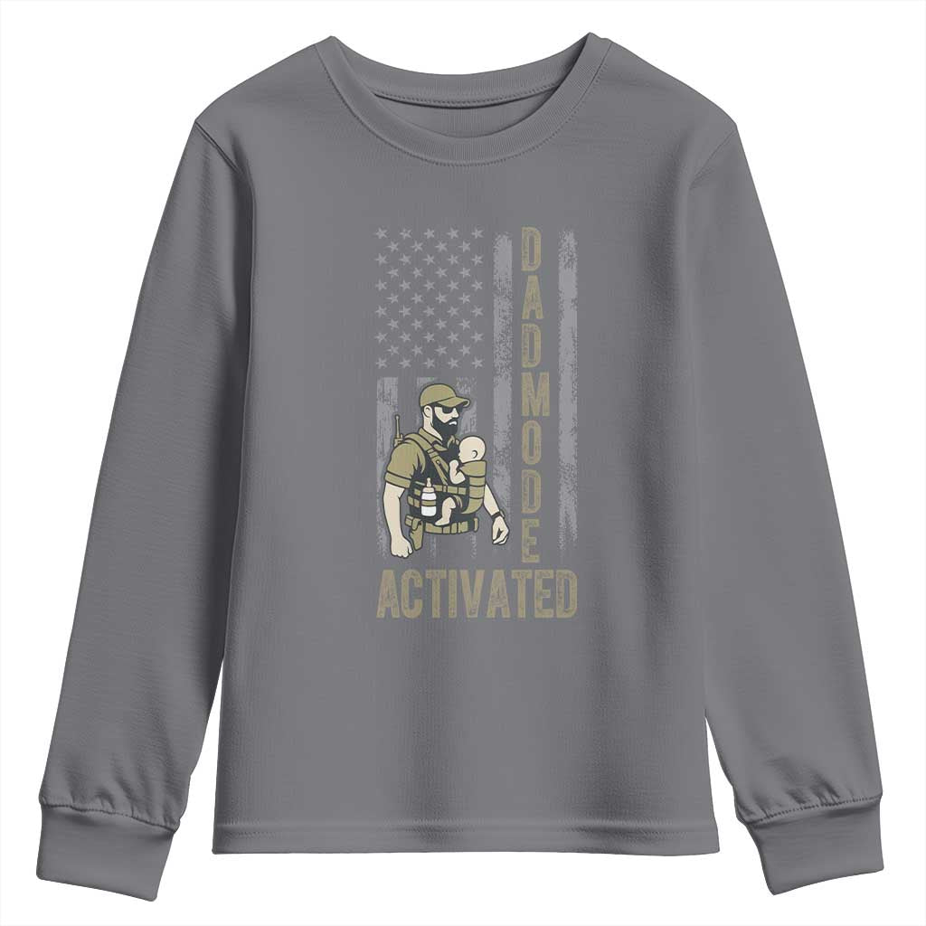 Dad Mode Activated Youth Sweatshirt Tactical Baby Carrier Military Father Amerian Flag