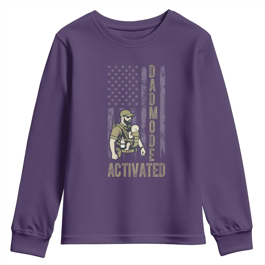 Dad Mode Activated Youth Sweatshirt Tactical Baby Carrier Military Father Amerian Flag