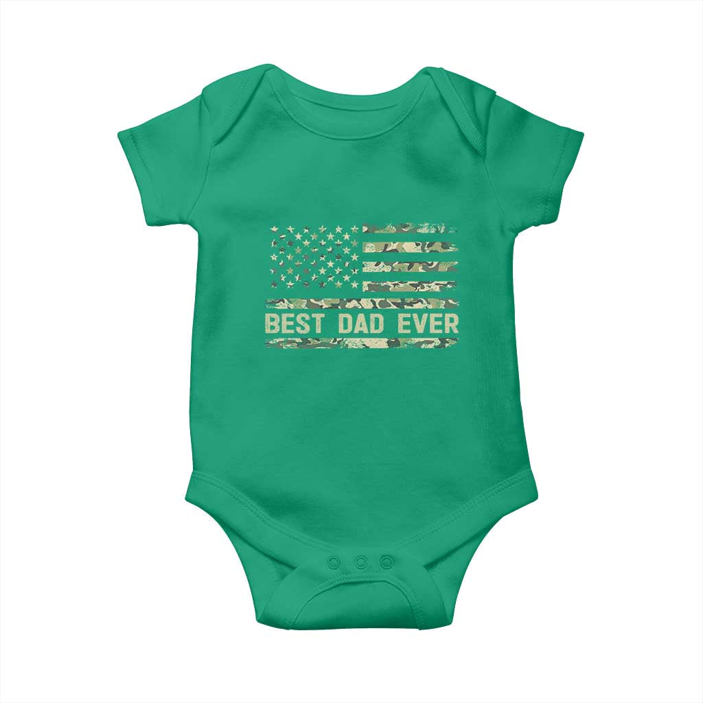 Best Dad Ever Baby Onesie Military Dad American Flag Camo