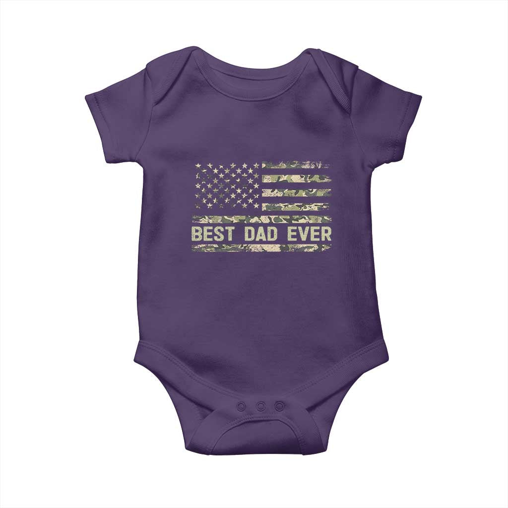 Best Dad Ever Baby Onesie Military Dad American Flag Camo