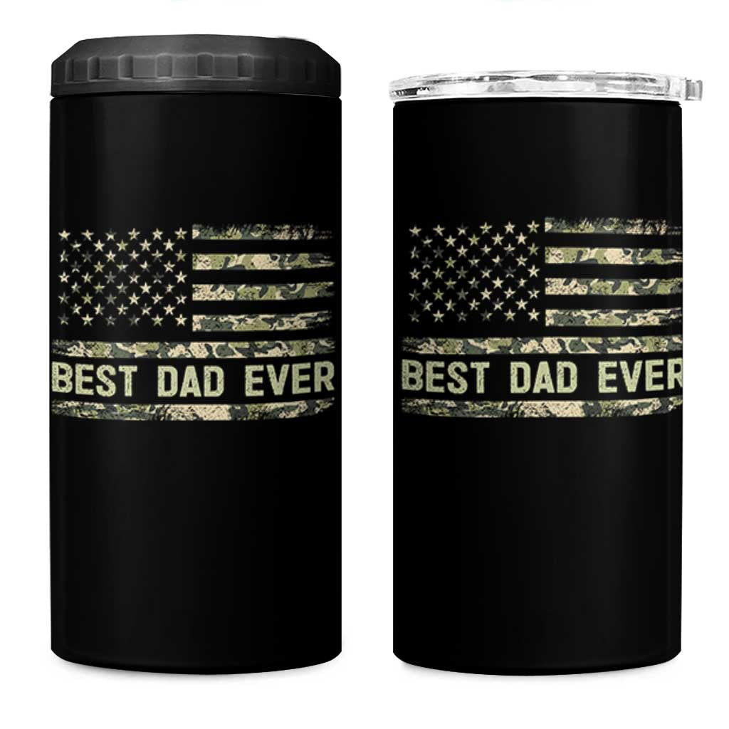 Best Dad Ever 4 in 1 Can Cooler Tumbler Military Dad American Flag Camo