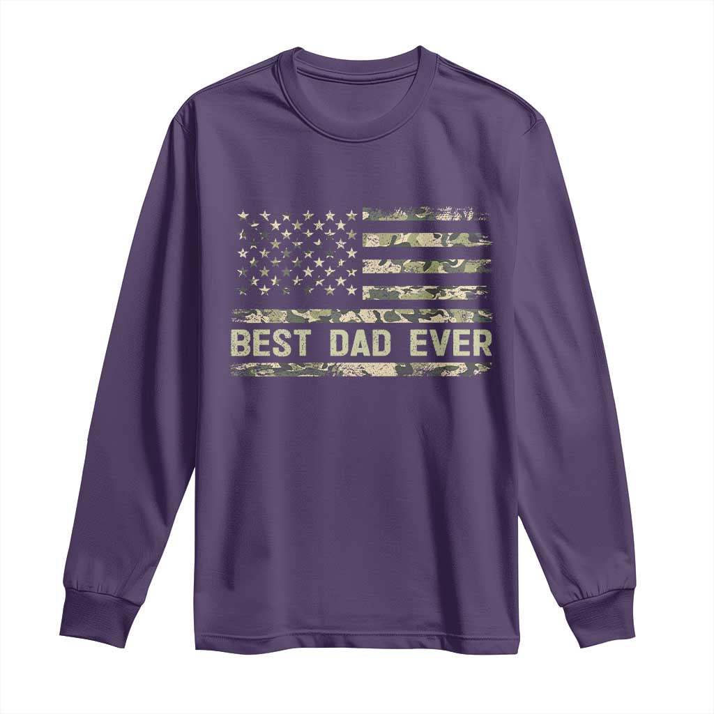 Best Dad Ever Long Sleeve Shirt Military Dad American Flag Camo