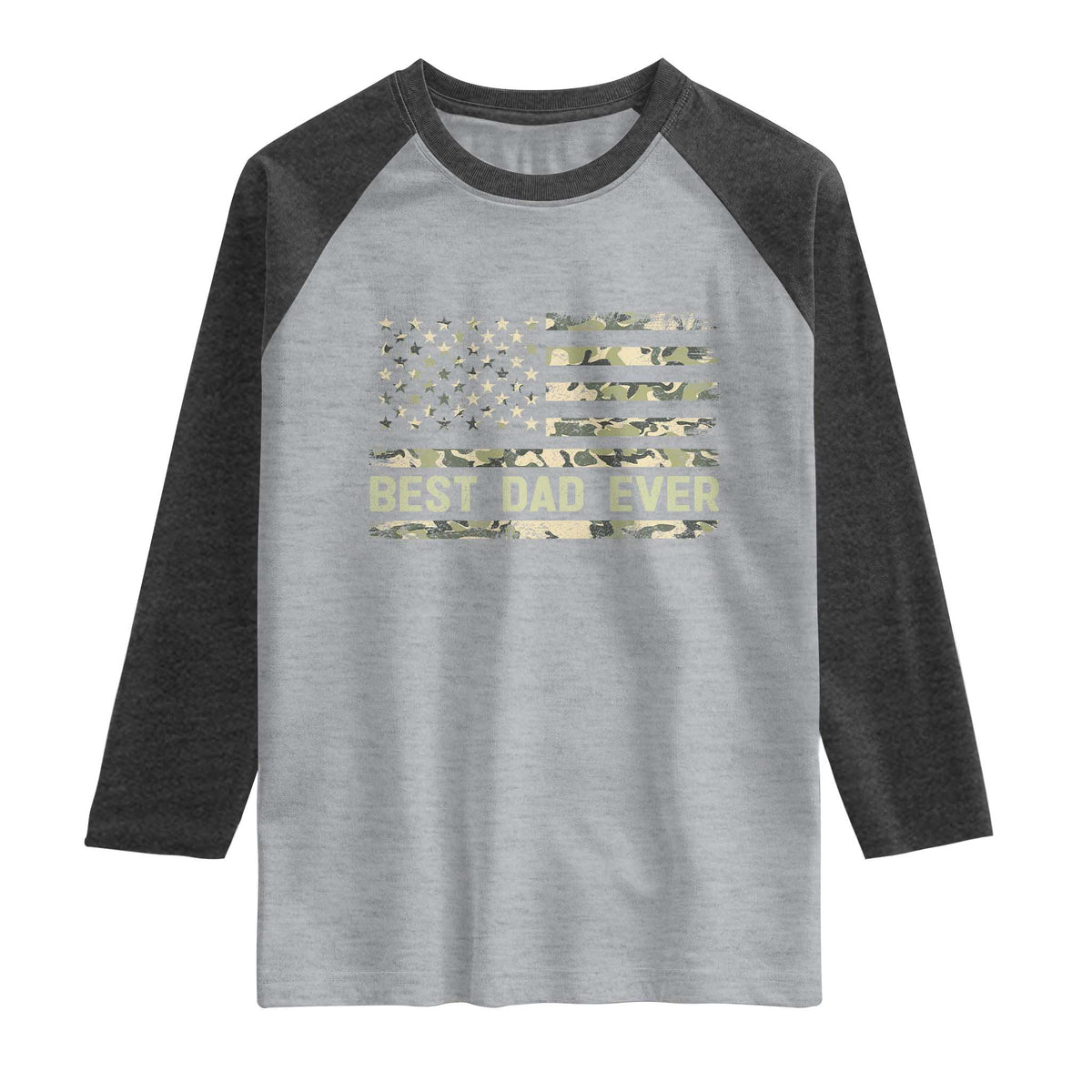 Best Dad Ever Raglan Shirt Military Dad American Flag Camo
