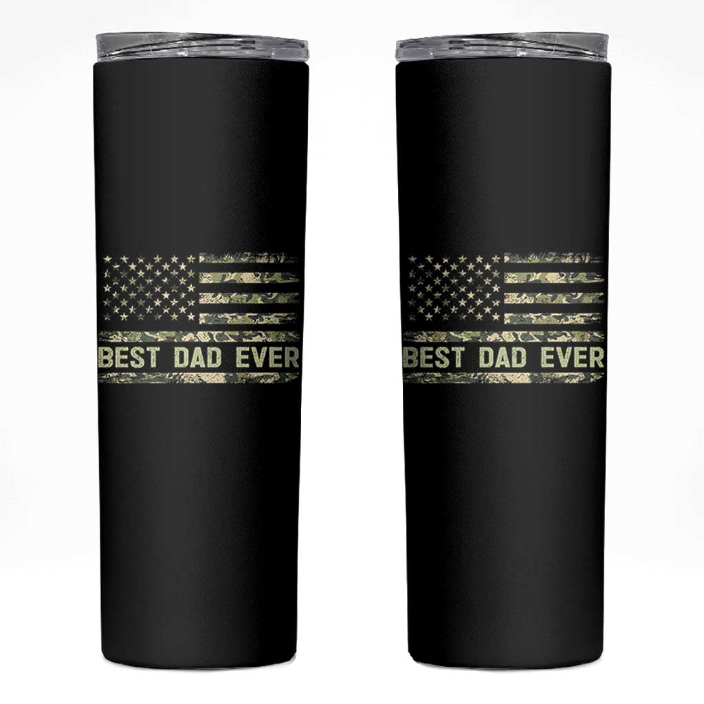 Best Dad Ever Skinny Tumbler Military Dad American Flag Camo