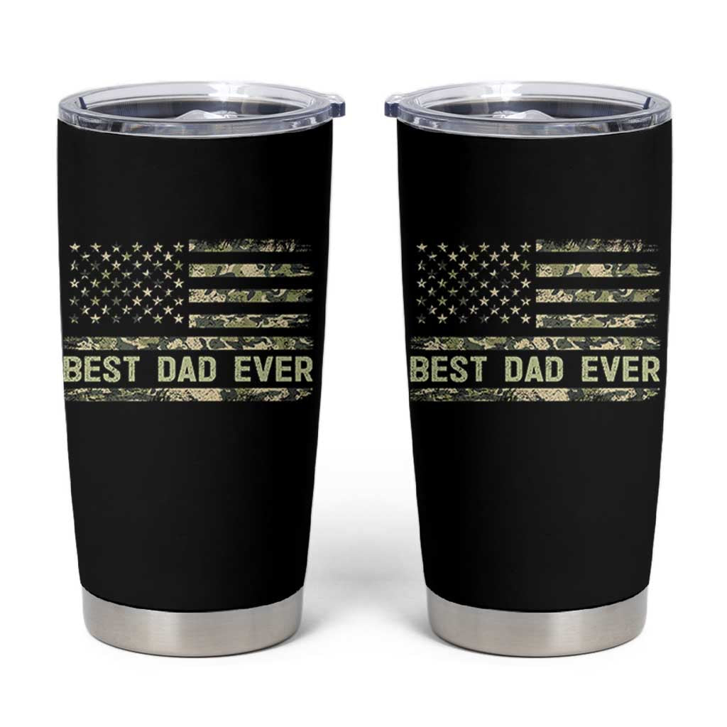 Best Dad Ever Tumbler Cup Military Dad American Flag Camo