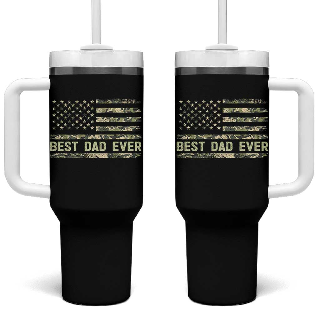 Best Dad Ever Tumbler With Handle Military Dad American Flag Camo