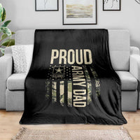 Proud Army Dad Camo American Flag Veteran Gift Throw Blanket