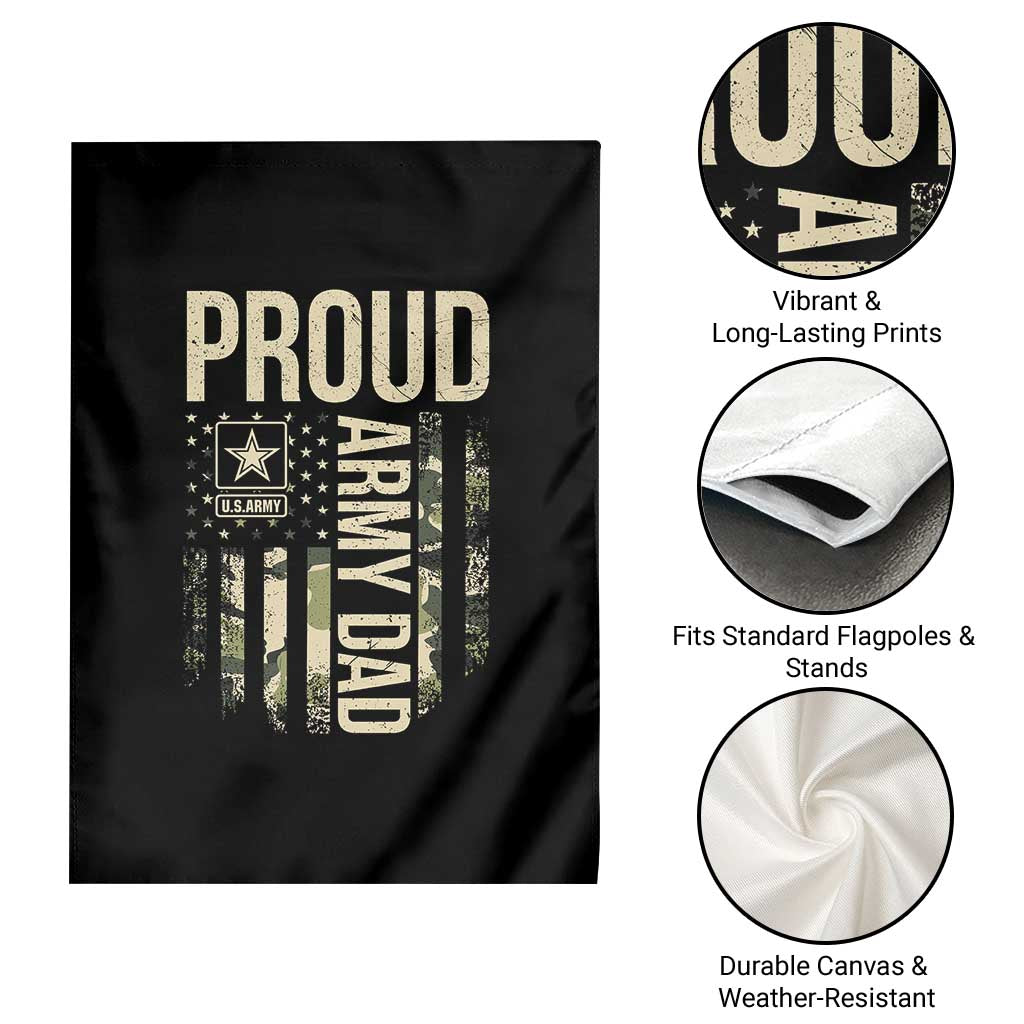 Proud Army Dad Camo American Flag Veteran Gift Garden Flag