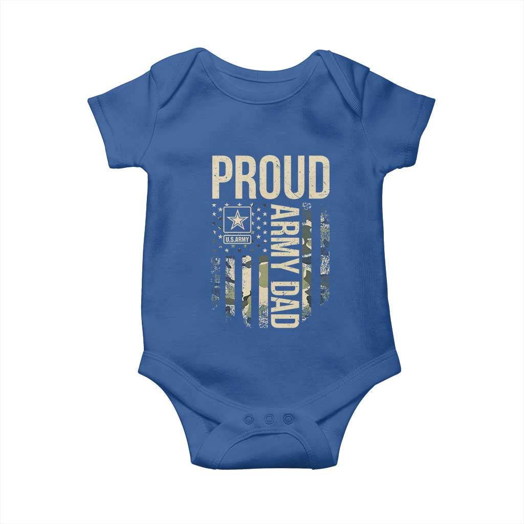 Proud Army Dad Camo American Flag Veteran Gift Baby Onesie