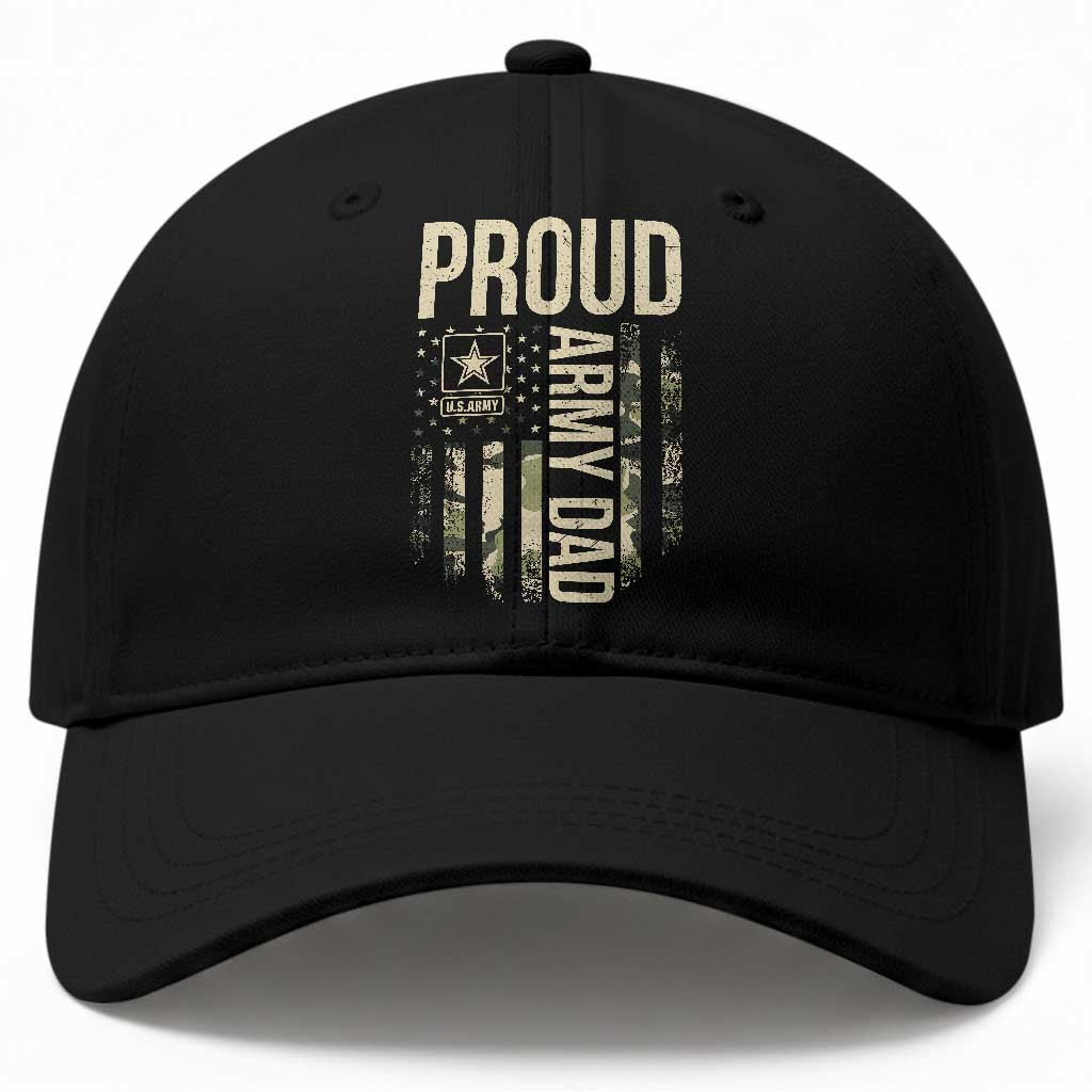 Proud Army Dad Camo American Flag Veteran Gift Baseball Cap