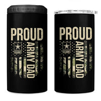 Proud Army Dad Camo American Flag Veteran Gift 4 in 1 Can Cooler Tumbler