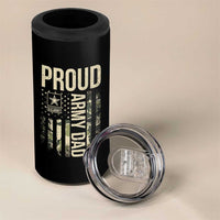 Proud Army Dad Camo American Flag Veteran Gift 4 in 1 Can Cooler Tumbler
